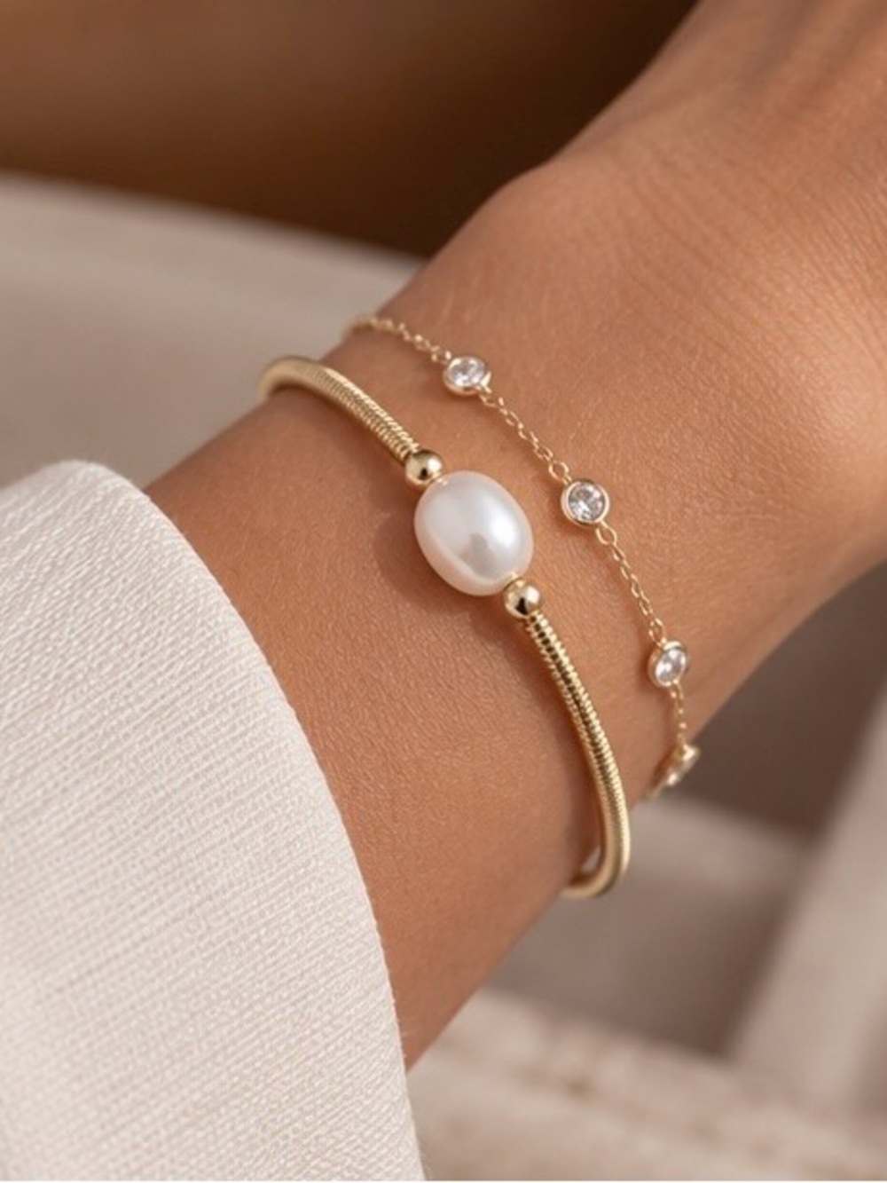 Gold Freshwater Pearl Bracelet for Women